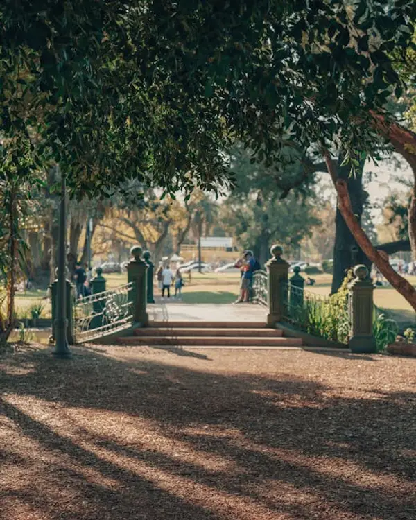 folk som går i en park